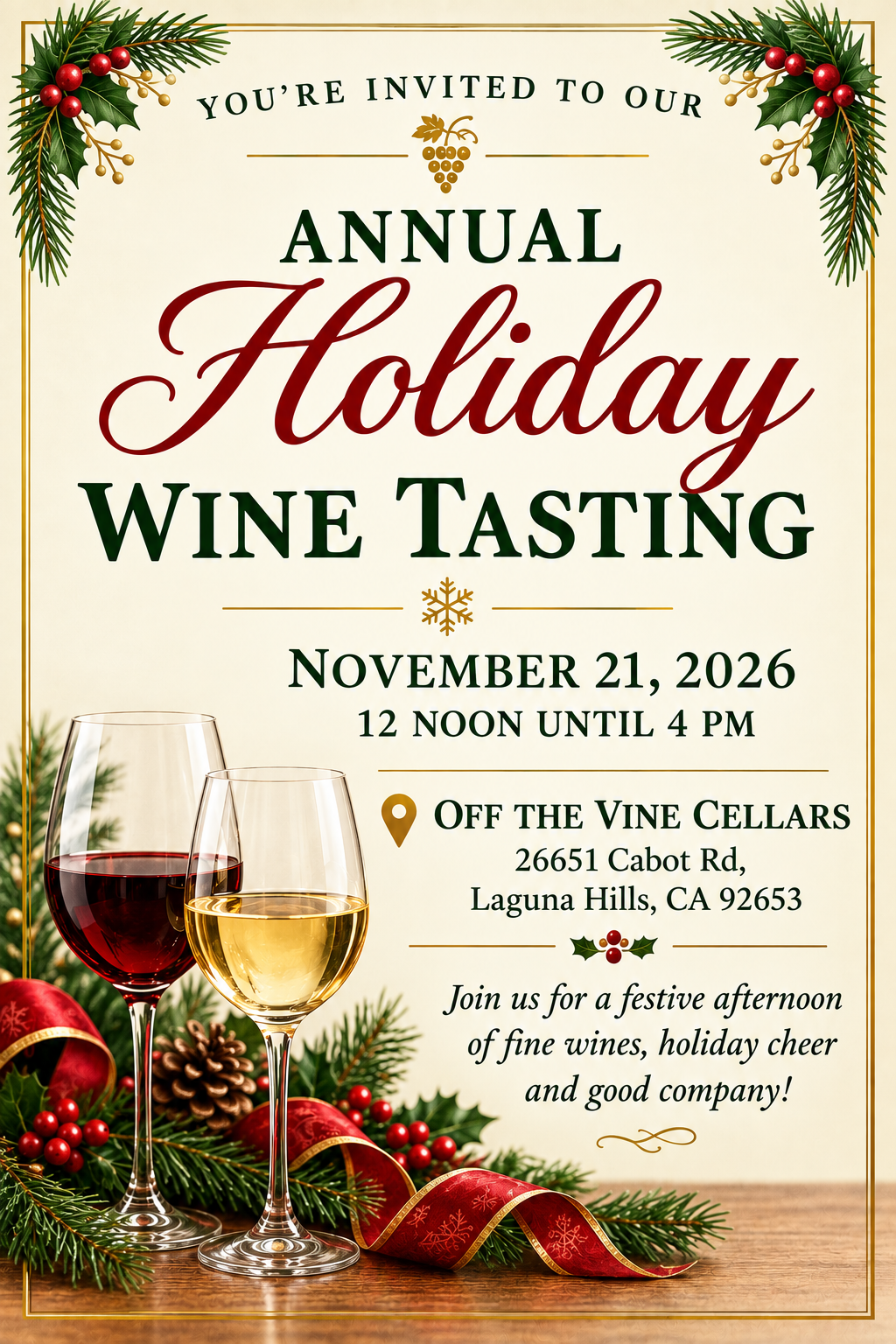 HOLIDAY WINE TASTING!!