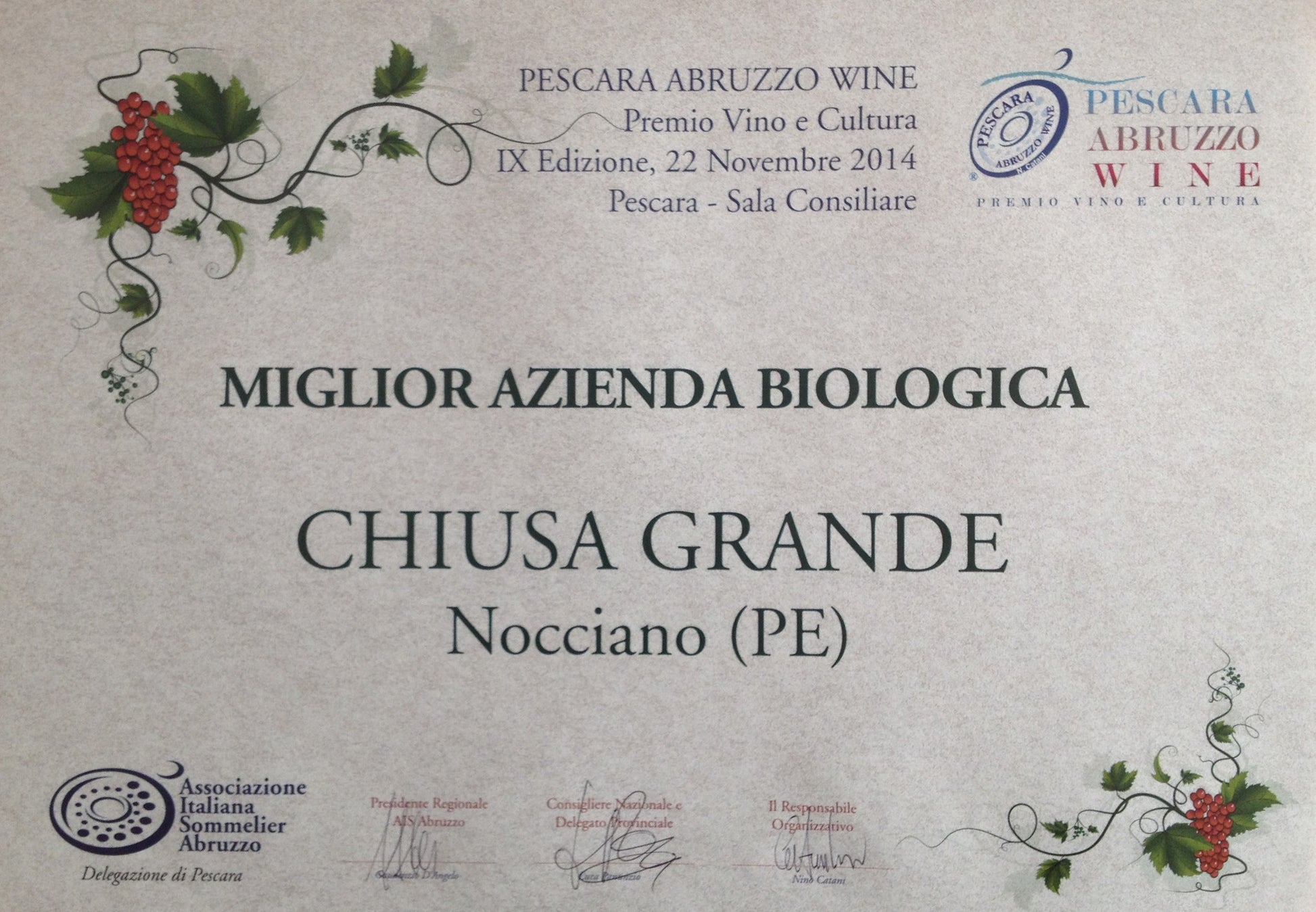 Best Organic Winery In Pescara Province!